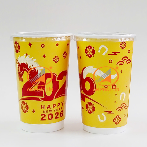 Ly Giấy 18oz 2 lớp New Year Vàng