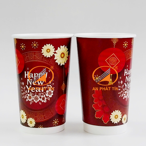 Ly Giấy 18oz 2 lớp New Year Đỏ